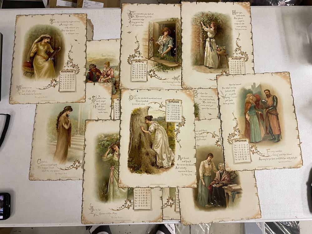 Vintage The Tennyson Hero And Heroine Art Calendar For 1897